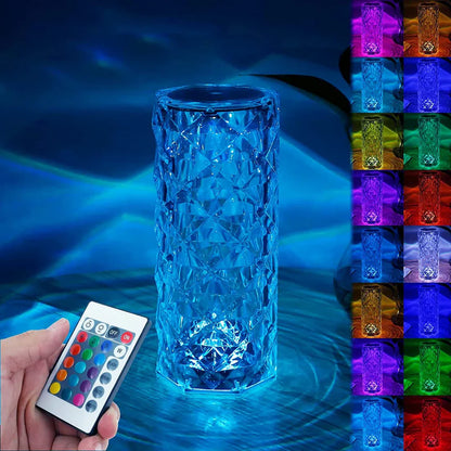 Lampara De Mesa De Cristal +16 Colores Con Control + ENVIO GRÁTIS